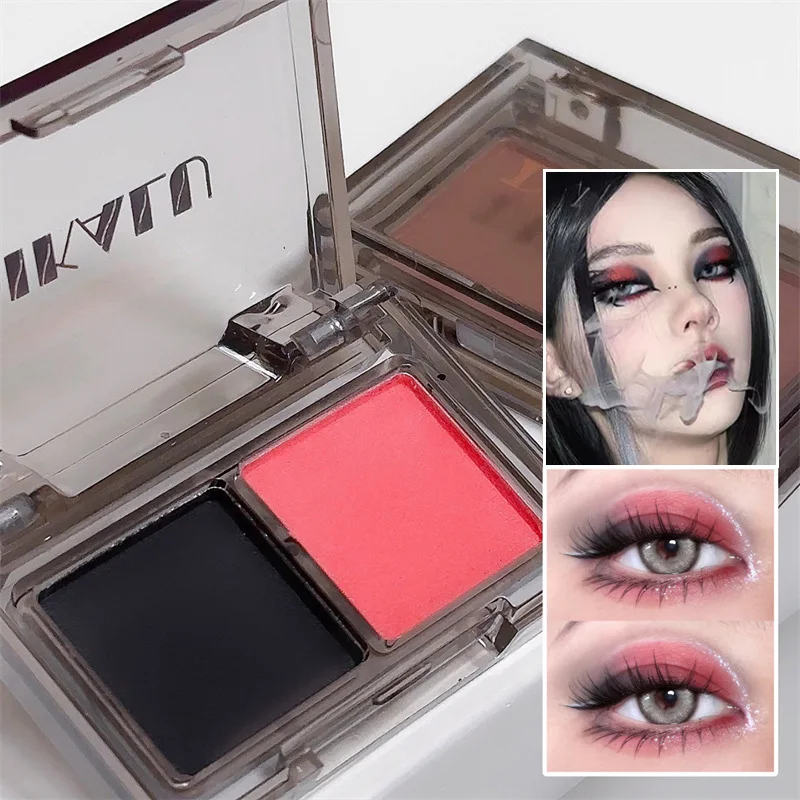 Eye Shadow Palette Two-tone Eyeshadow Glitter Shiny Eyeshadow Pearl Matte Eyeshadow Korean Makeup Sexy Black with Red Eye Shadow