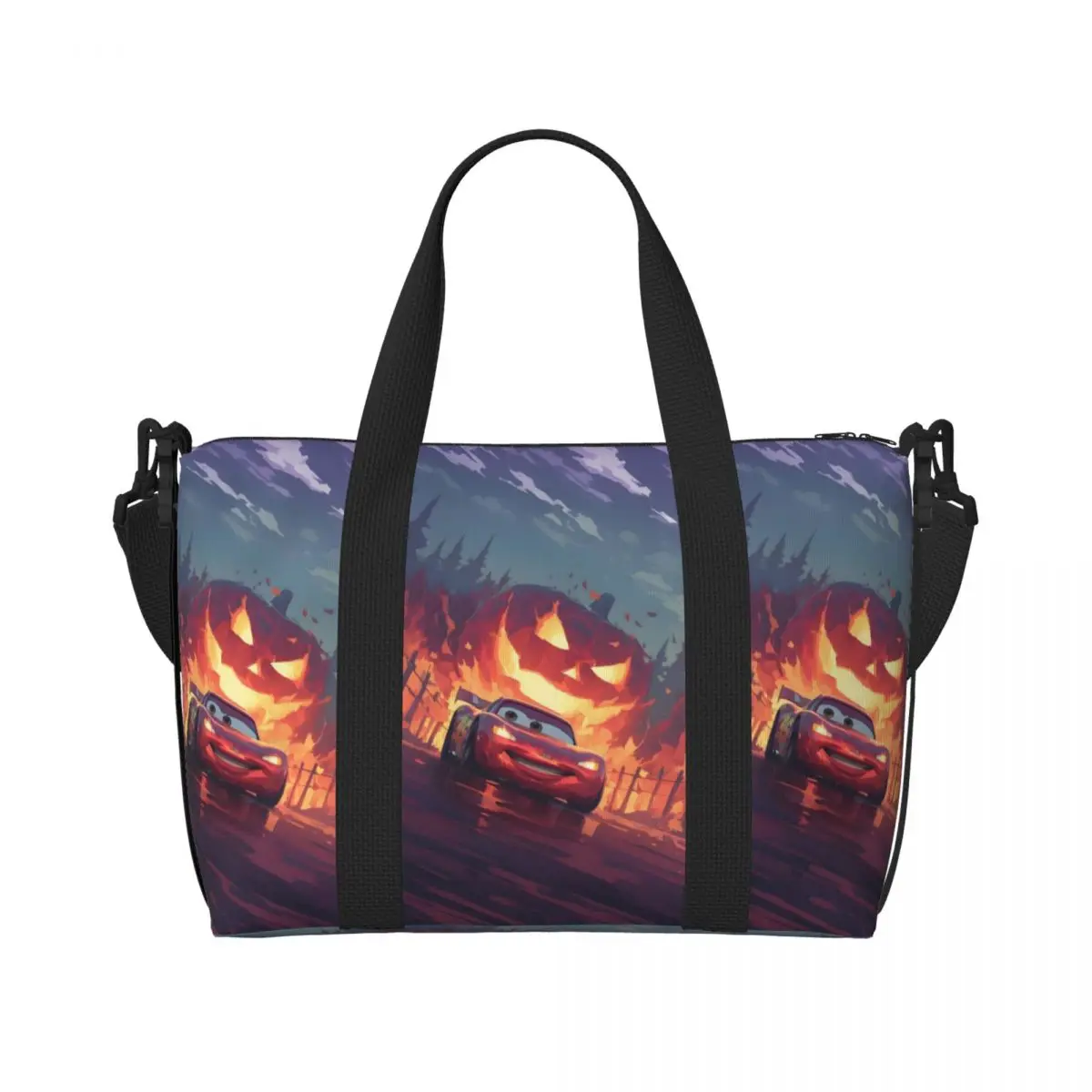 

Custom Large Car 95 Lightning Mcqueen Tote Bag Women Cartoon Racing Car Shoulder Shopper Gym Beach Travel Bag