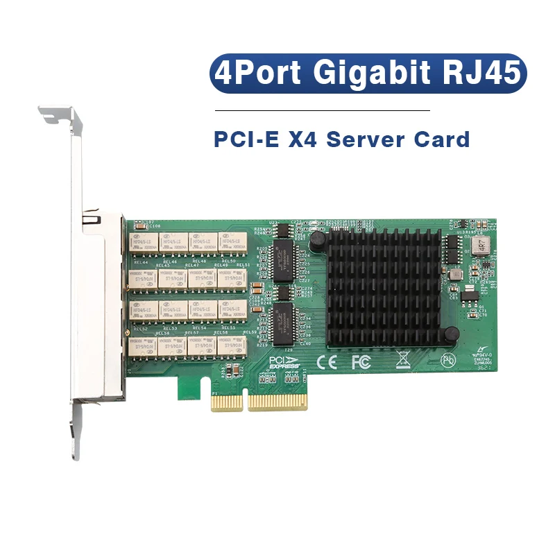 

PCI Express Server Bypass Gigabit Network Card PCI E 4X Gigabit Ethernet Quad Port RJ45 1000M Adapter for Intel I350AM4 Desktop