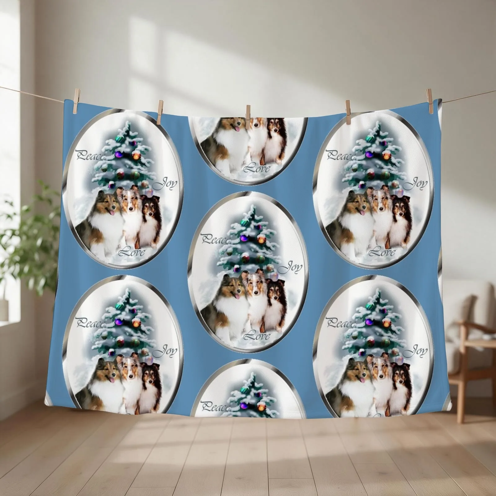 Shetland Sheepdog Sheltie Christmas Gifts Throw Blanket couch cozy soft plush fuzzy picnic outdoor blanket