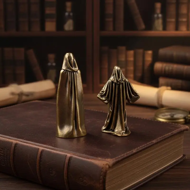 Mini-Schleiermann-Figur ohne Gesicht, Vintage-Messingstatue, kleines Dekorationsstück für das Arbeitszimmer, Schreibtisch, Weihnachtsgeschenk – Detail 16