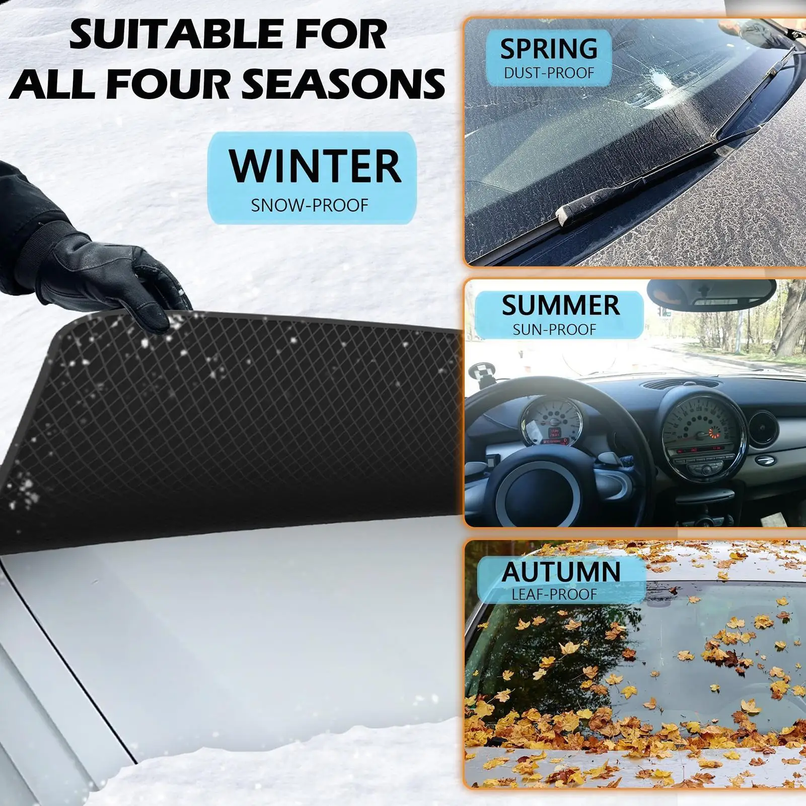 Auto Windshield Snow Cover 263x117cm Heavy Duty Waterproof Protector Weatherproof Glass Sun Visor Anti Freeze Car Accessories