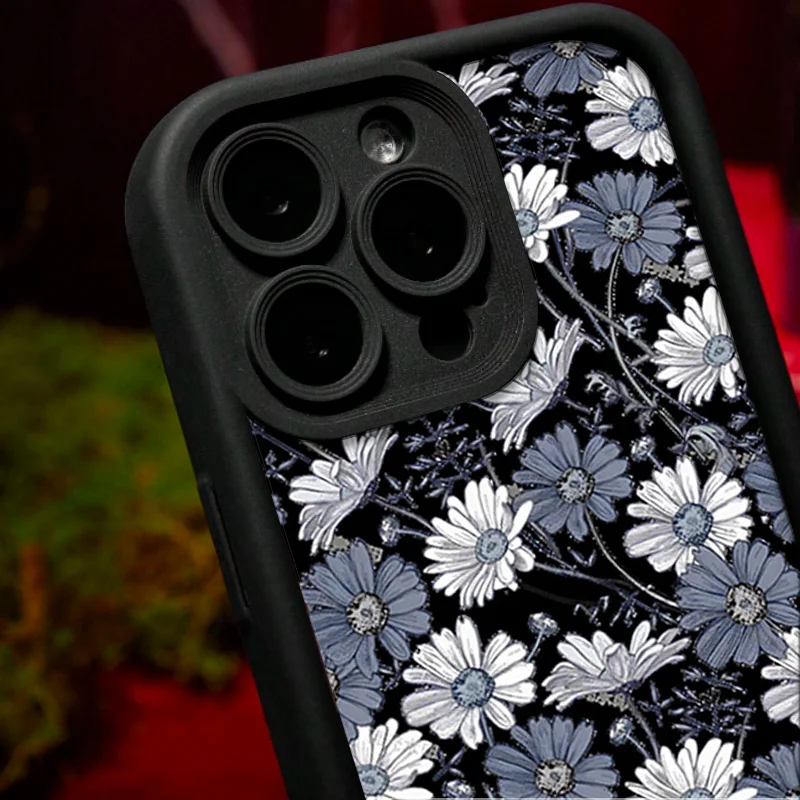 حافظة هاتف بنمط أقحوان مناسبة لهاتف آيفون 17 16 15 14 13 12 11 Pro/Max/Plus غطاء خلفي مضاد للسقوط ومقاوم للصدمات