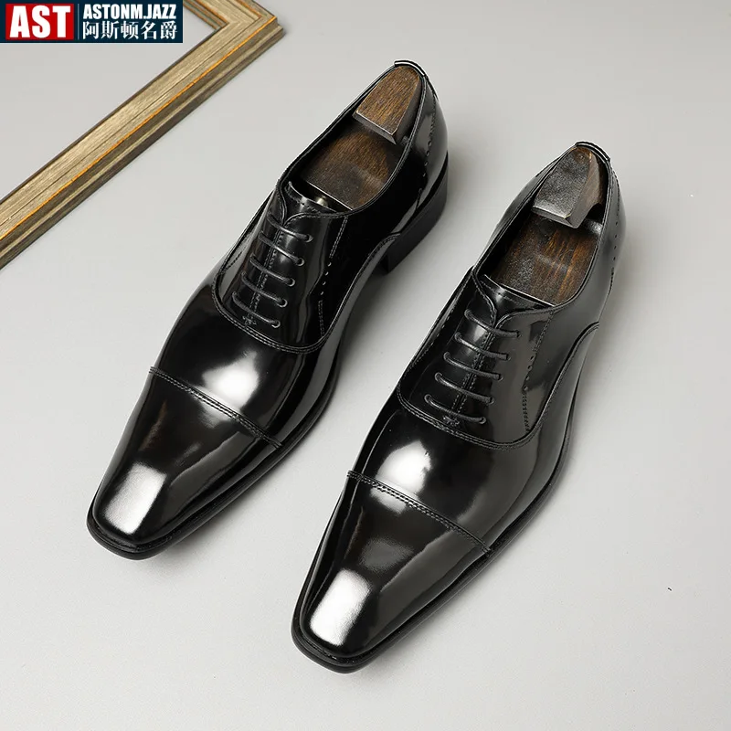 Italian Patent Leather Mens Formal Shoes Luxury Brand Handmade Quality Autumn Designer Fashion New Black Business Work Shoes Man