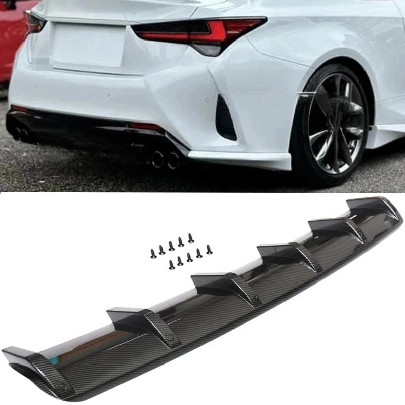 Car Rear Bumper Shark Diffuser Lip Spoiler Splitter Fins For L-exus RC300 RC350 F-Sport Air Dam Chin Lip Gloss Black