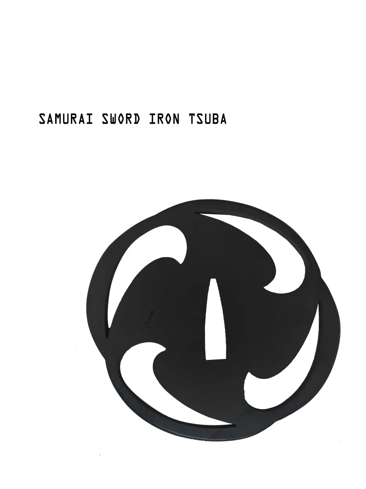 Tsuba-Samurai Sword Iron Guard, Japanese Katana Guard Tsuba, Metal Accessories,Assembling Metal Fittings, Black Plated