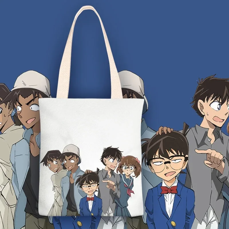 Detective Conan Cartoon Shoulder Bags Anime Figure Conan Edogawa Kudou Shinichi Cosplay Handbag Storage Bag Cute Shopping Bags