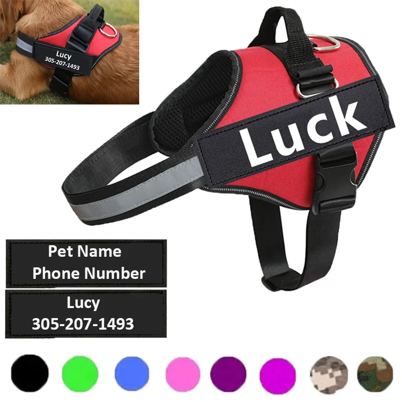 Personalized Dog Harness Reflective Adjustable Dog Harness Vest For small Medium large Dog Harness Vest Training Walking Running