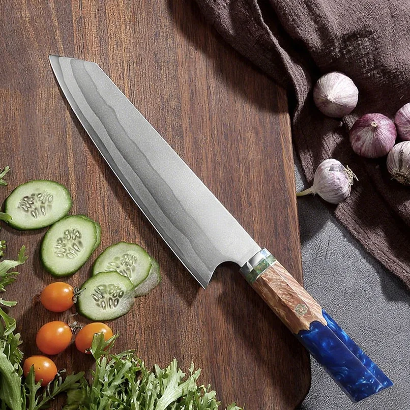 Faca japonesa kiritsuke, faca de chef de damasco de aço de 7 camadas, faca japonesa profissional de 8 espaços com caixa de presente, faca sashimi