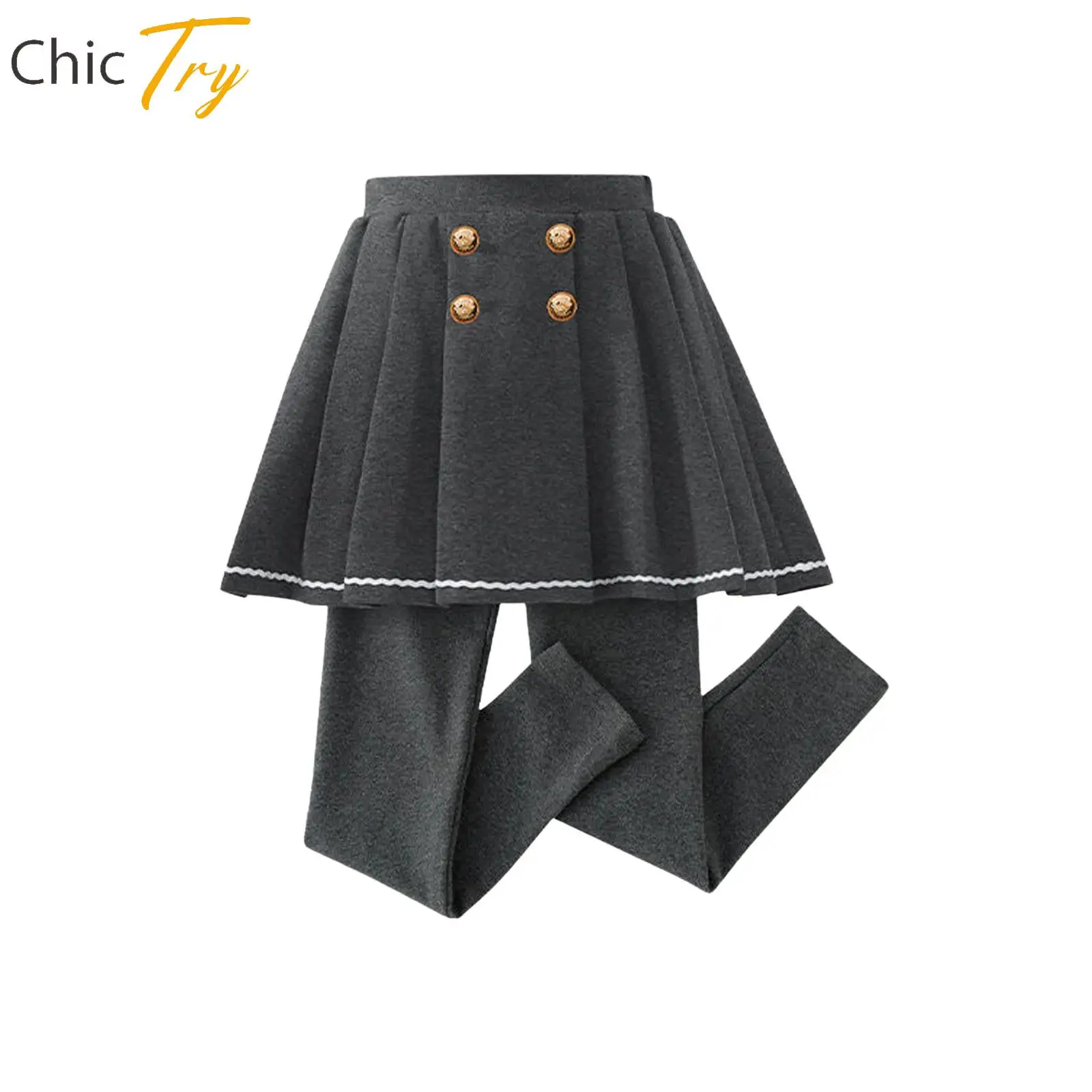 

Girls Stretchy 2-in-1 Tennis Golf Pantskirt Kids High Waist Skirted Leggings Teen Quick-drying Fashion Yoga Cycling Sportswear