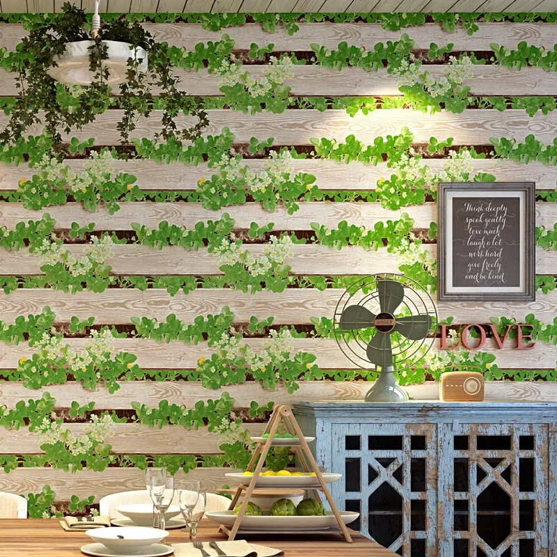 Wood Grain Wallpaper Restaurant Restaurant Imitation Wood Board Bread Milk Tea Hot Pot Restaurant Vintage Huai Old 3D Background