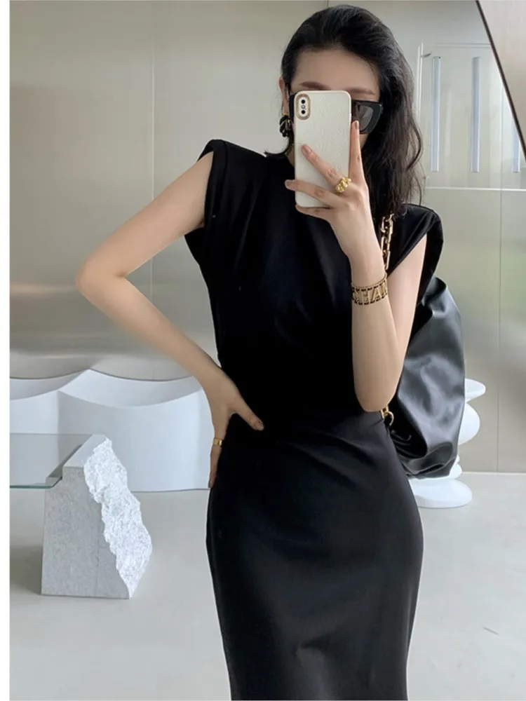 แฟชั่นสไตล์เกาหลีสีดำชุดสตรีไหล่คอ Vestidos Robe Elbise ใหม่ Slim ยาวเสื้อยืดชุด