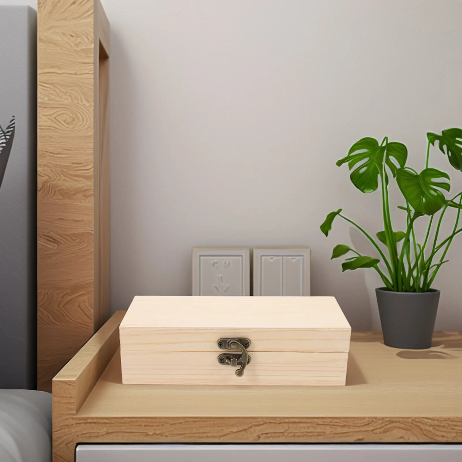 

Деревянная шкатулка для украшений без отделки, прямоугольная, с откидной крышкой, для самостоятельного декорирования, для хранения мелочей и поделок, в деревенском стиле, натуральная