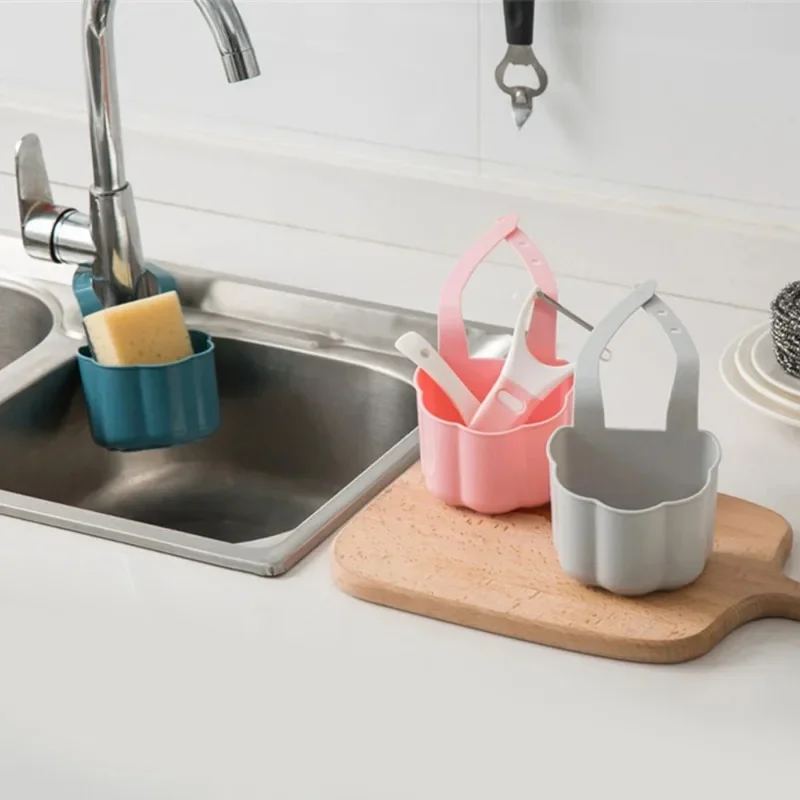 Useful Kitchen Sink Shelf Soap Sponge Drain Rack Home Organizer Silicone Storage Basket Bag Bathroom Holder Sink Kitchen Tool