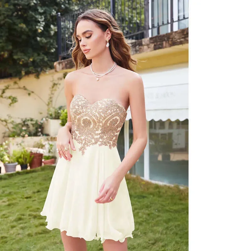 

Customized Mini Short Cocktail Ball Dress Strapless Backless Sexy Formal Occasion Party Homecoming Graduation Evening Dress 2025