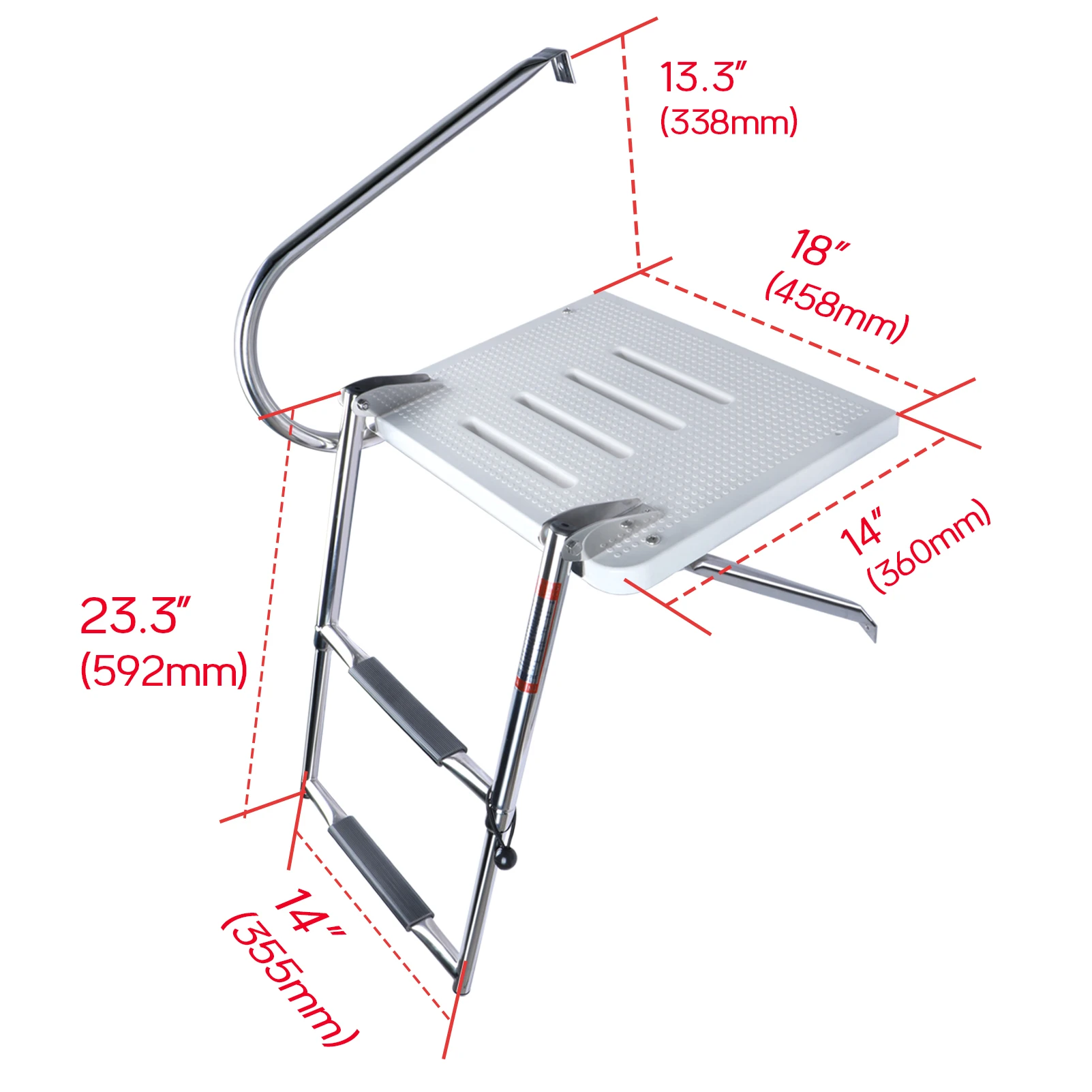 Escalera para barco inoxidable con plataforma ABS y pasamanos dobles - imagen 5