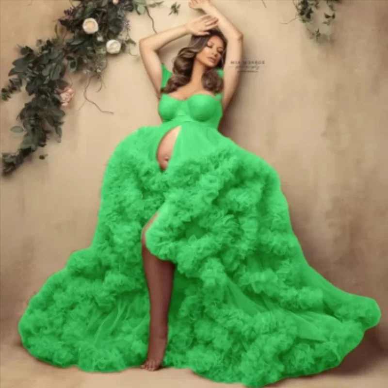 NEW Tiered Ruffles tulle Maternity Photoshoot Dress Baby Show Photographie de vêtements de maternité vestidos para embarazadas