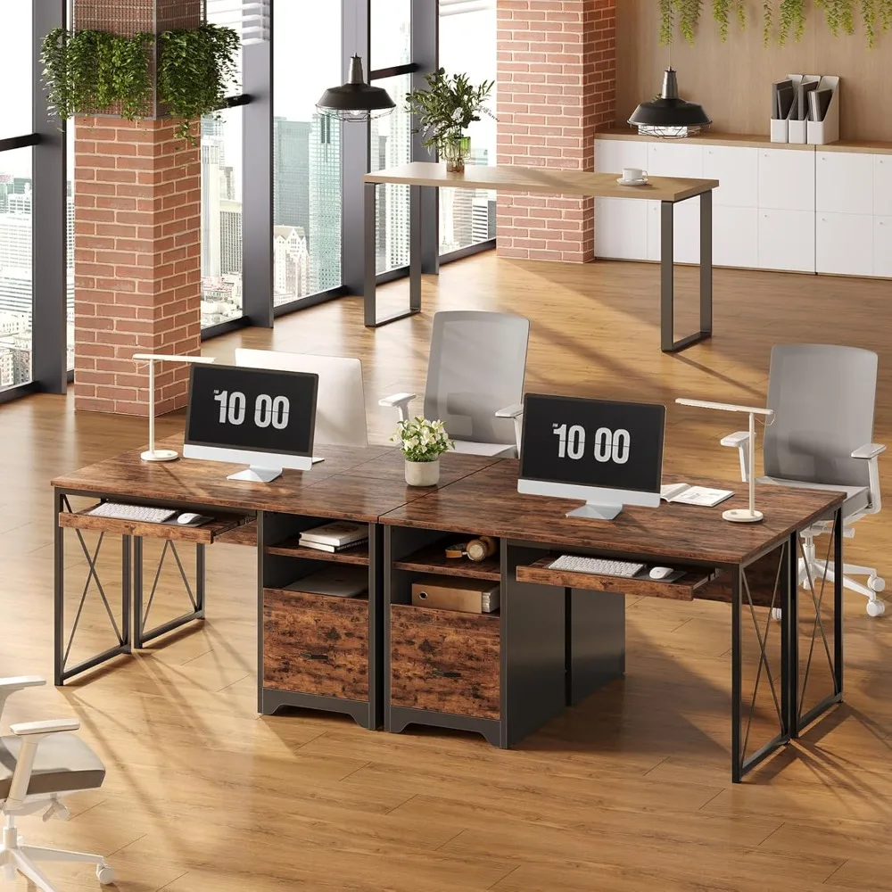 47 مكتب كمبيوتر مع أدراج، مكتب مكتب منزلي صغير مع درج، مكتب مكتب صناعي قابل للعكس مع مساحة تخزين ولوحة مفاتيح. #2