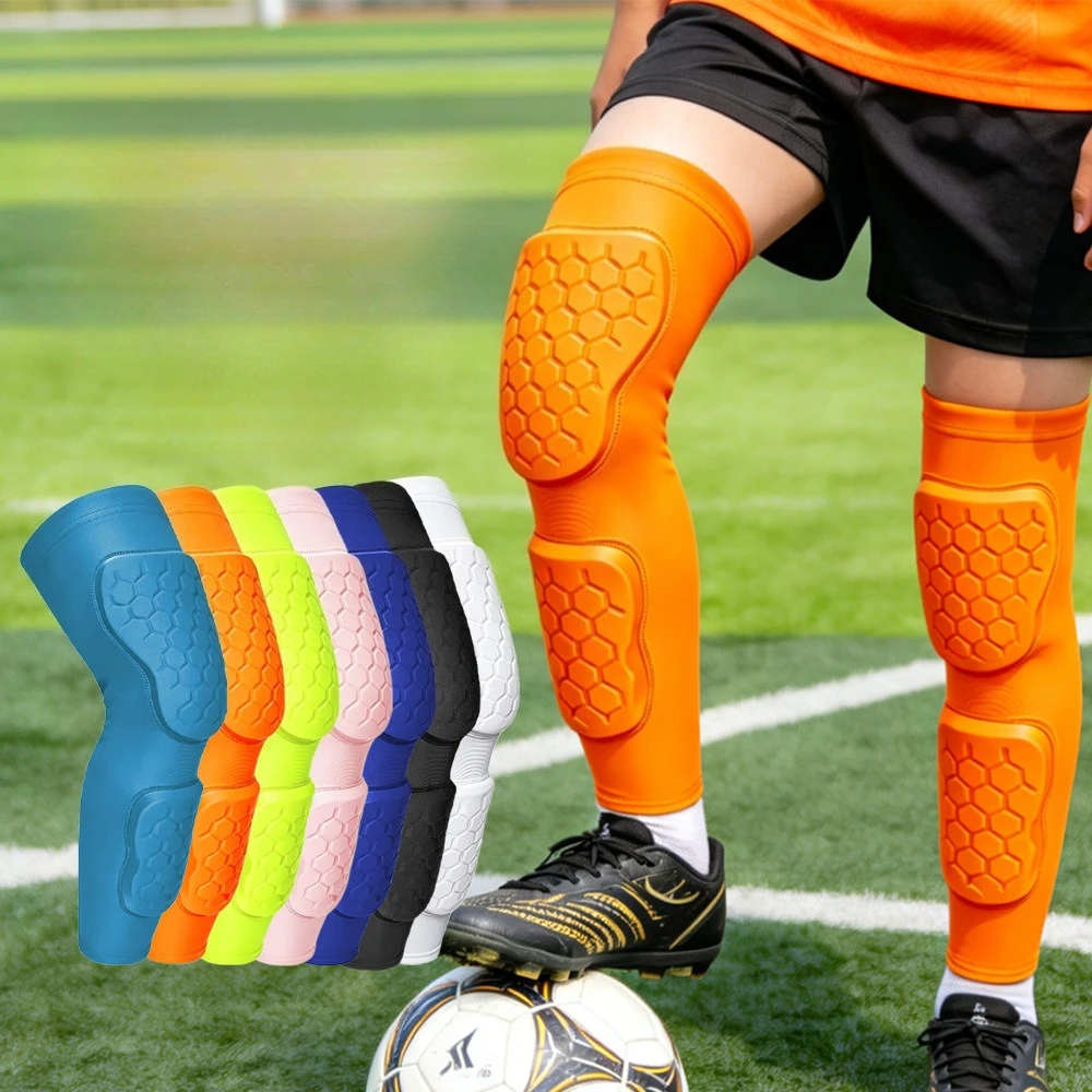 1 Pairs Kids Sports Knee Protector Shock Absorbing Leg Sleeves for Boys Breathable Anticollision Knee Pads Gear for Football