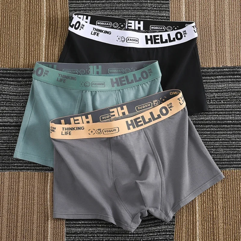 2pcs/set Boxers for Men Mid Waist Breathable Comfort Cotton Crotch Underpants Soft Shorts High Stretch Boxer Fashion Underwear