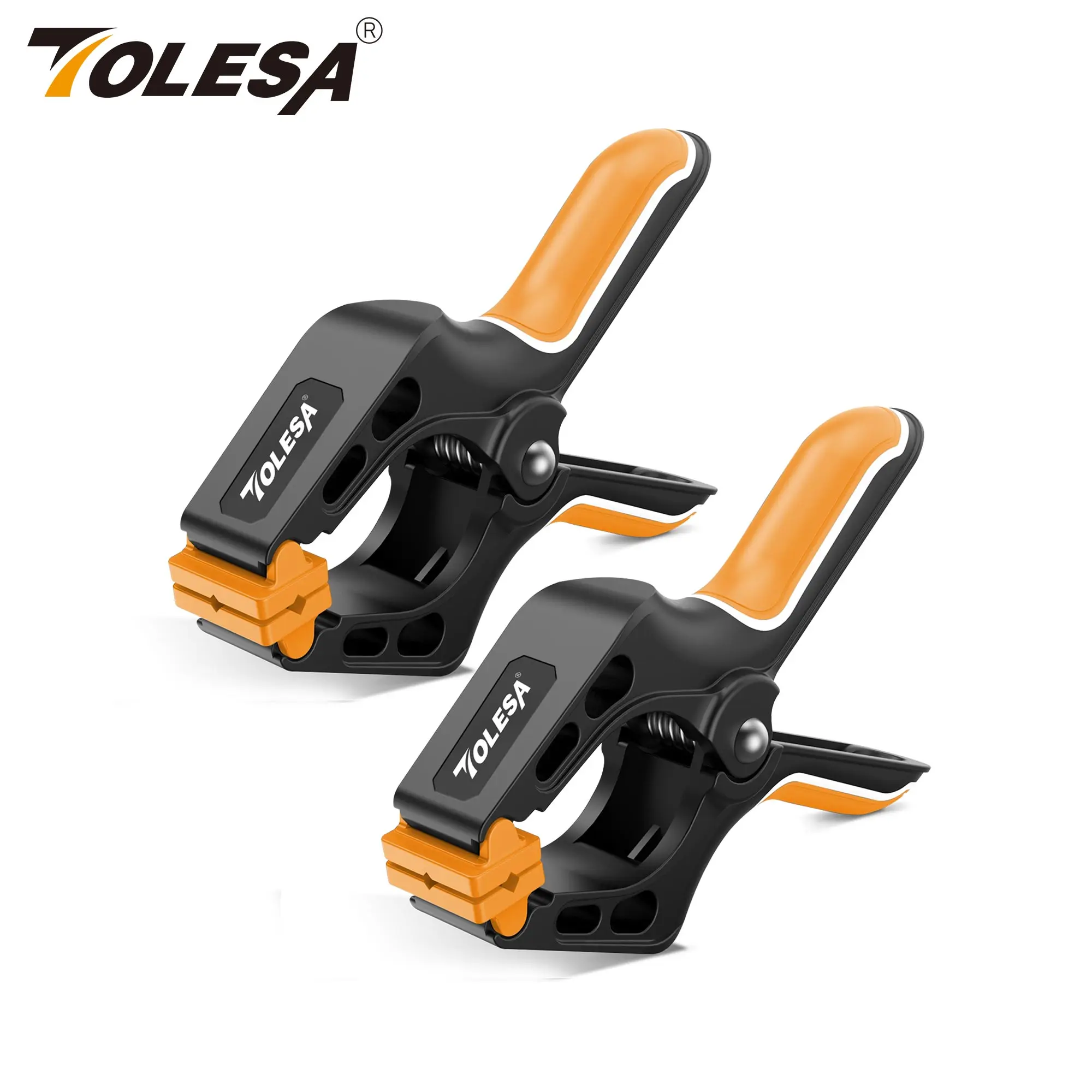 

TOLESA 2PCS 10"(254mm) Spring Clamps for Woodworking Powerful Nylon Clamp Double Layer Handle for Gluing, Clamping and Securing