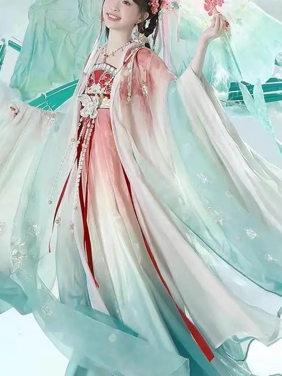 

2025 Chinese Style Classical Dance Dress Hanfu Dragon Boat Festival Heavy Industry Embroidery Gradient Clothes