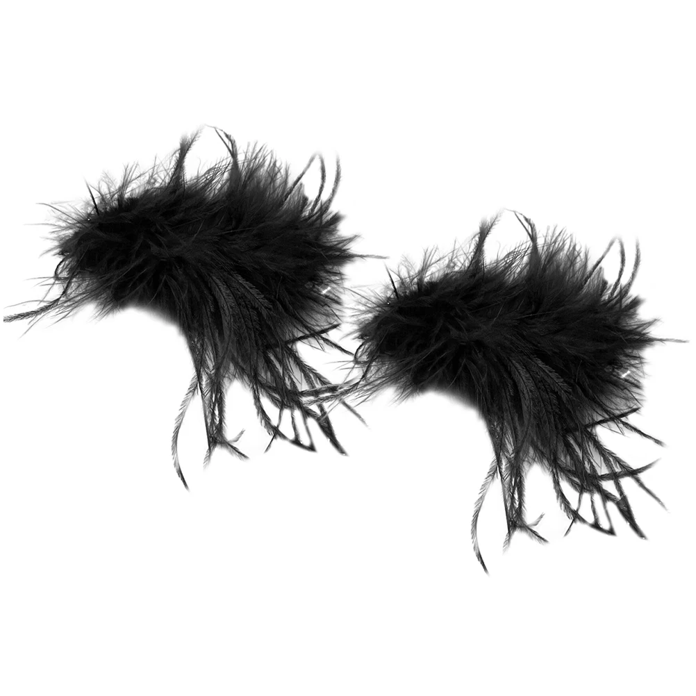 

2pcs Hairpin Black Clips Accessories Prom Evening Goth Ostrich Hairpins Women Retro Elegant Halloween Gras