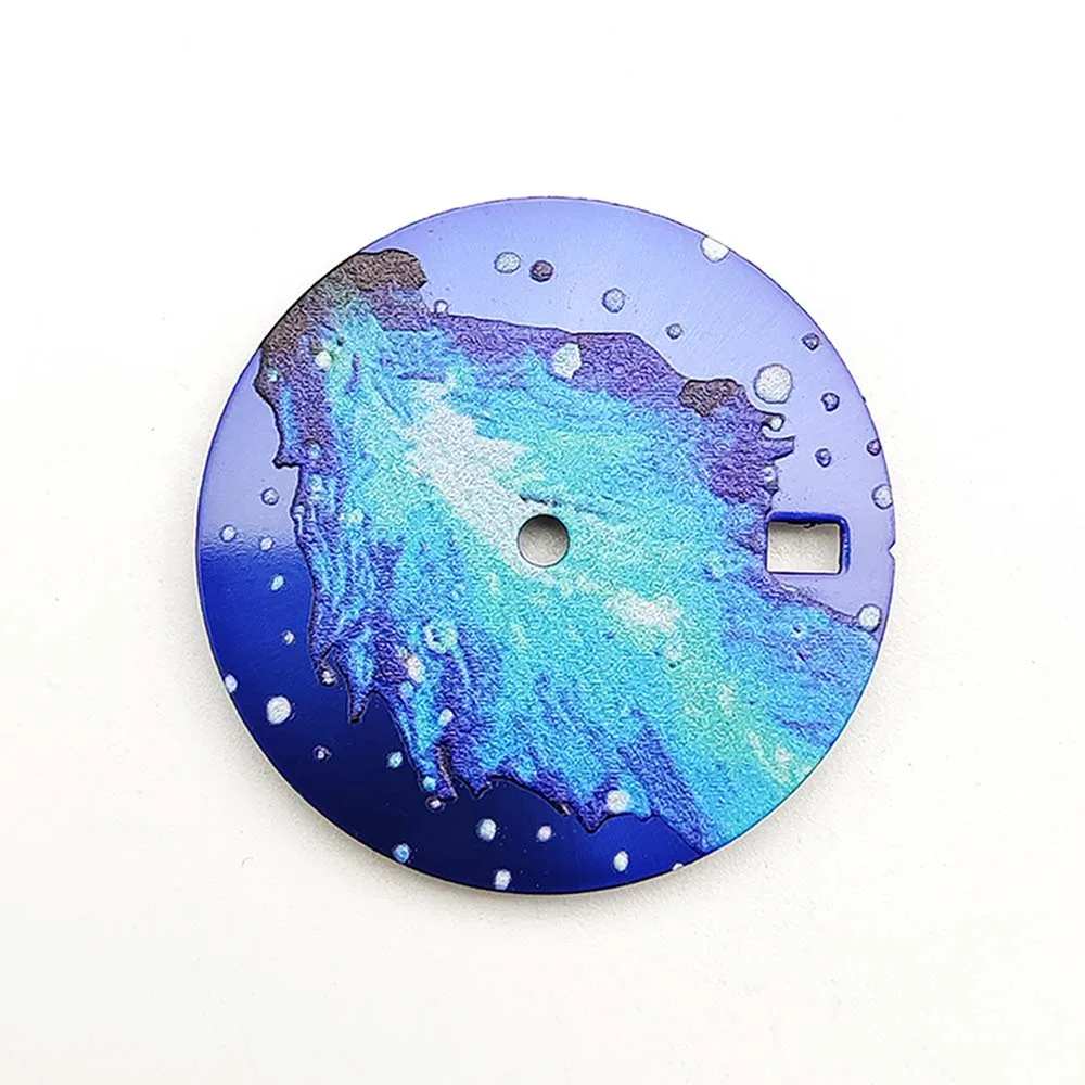 หน้าปัดนาฬิกา28.5มม. หน้าปัดนาฬิกาหน้าปัดสีดำ/ น้ำเงิน/แดงหลากสีสำหรับ NH35 NH36นาฬิกาปรับการเคลื่อนไหว4R