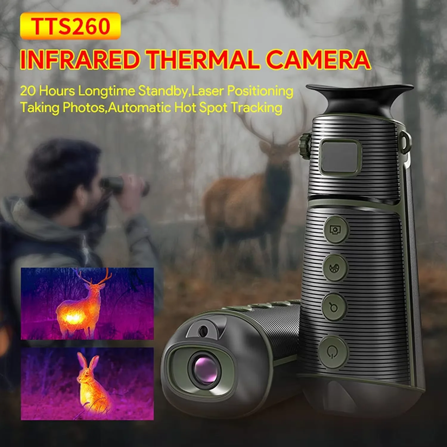 Digital 260*200 HD caza al aire libre imagen térmica Monocular alcance óptico detección térmica visión nocturna alcance 4x Zoom