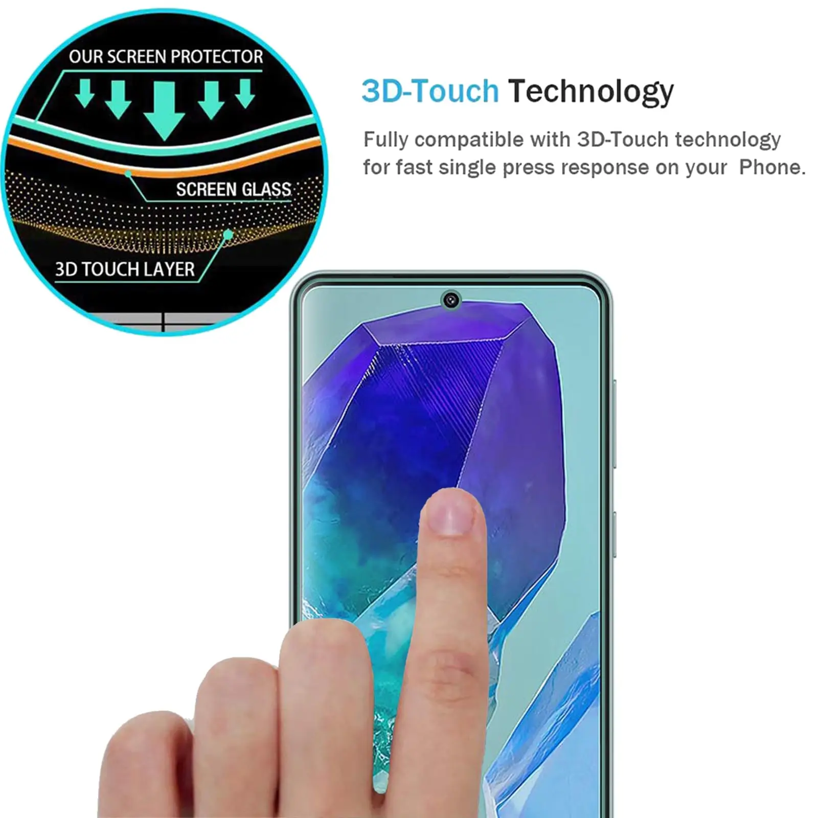 Per Galaxy M55 Screen Protector Samsung vetro temperato Crystal HD 9H custodia antigraffio trasparente Ultra trasparente amichevole