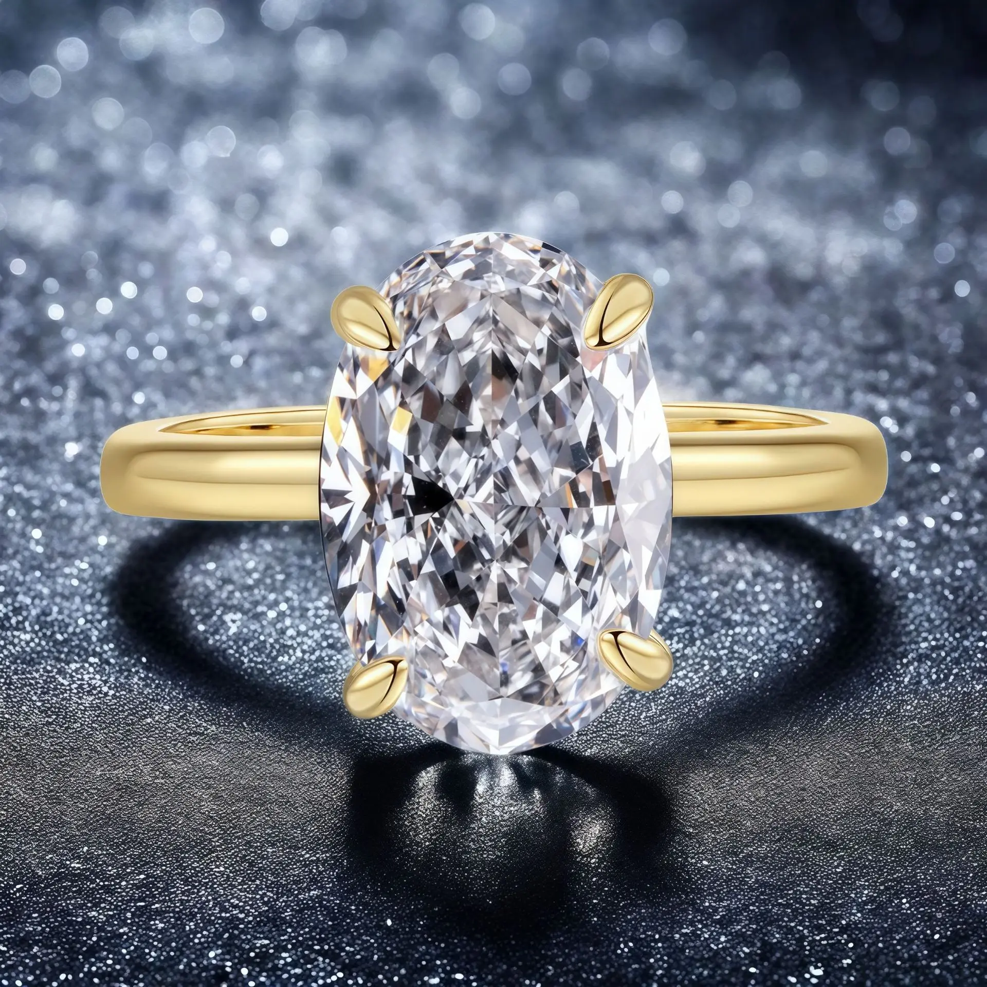 

Europe and the United States explosion models PT950 white gold 8 * 12mm oval pigeon egg moissanite diamond platinum women's ring