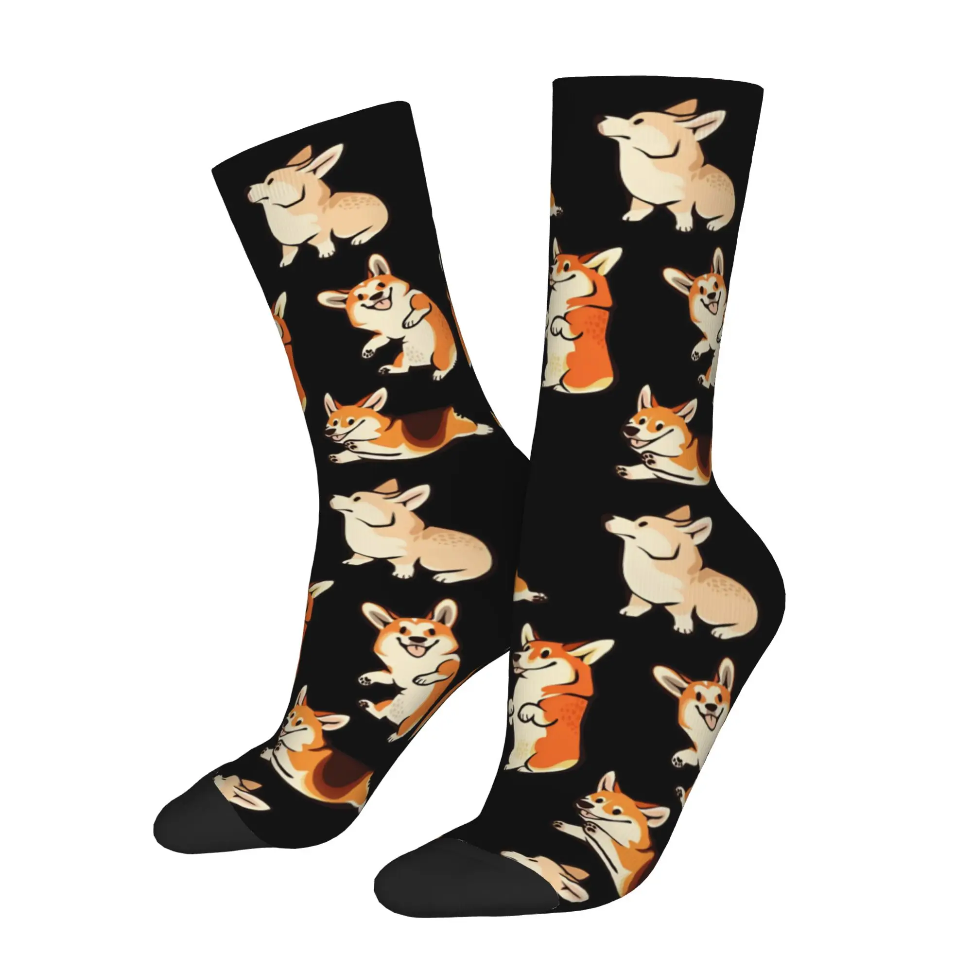 Jolly corgis in green  Accessories Men Women Socks Cozy  High Quality Crew Socks Super Soft Small Gifts