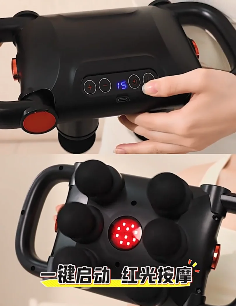 

Массажный пистолет для релаксации мышц с шестью головками, высокочастотный вибрационный складной массажер для спинки для домашнего использования