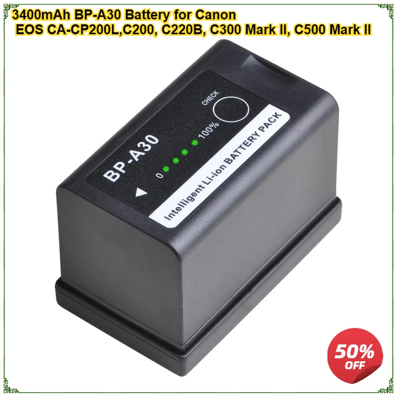 

3400mAh BP-A30 BP A30 BPA30 Battery for Canon BP-A60 BP-A30 Canon EOS CA-CP200L C200 C220B C300 Mark II C500 Mark II 49Wh