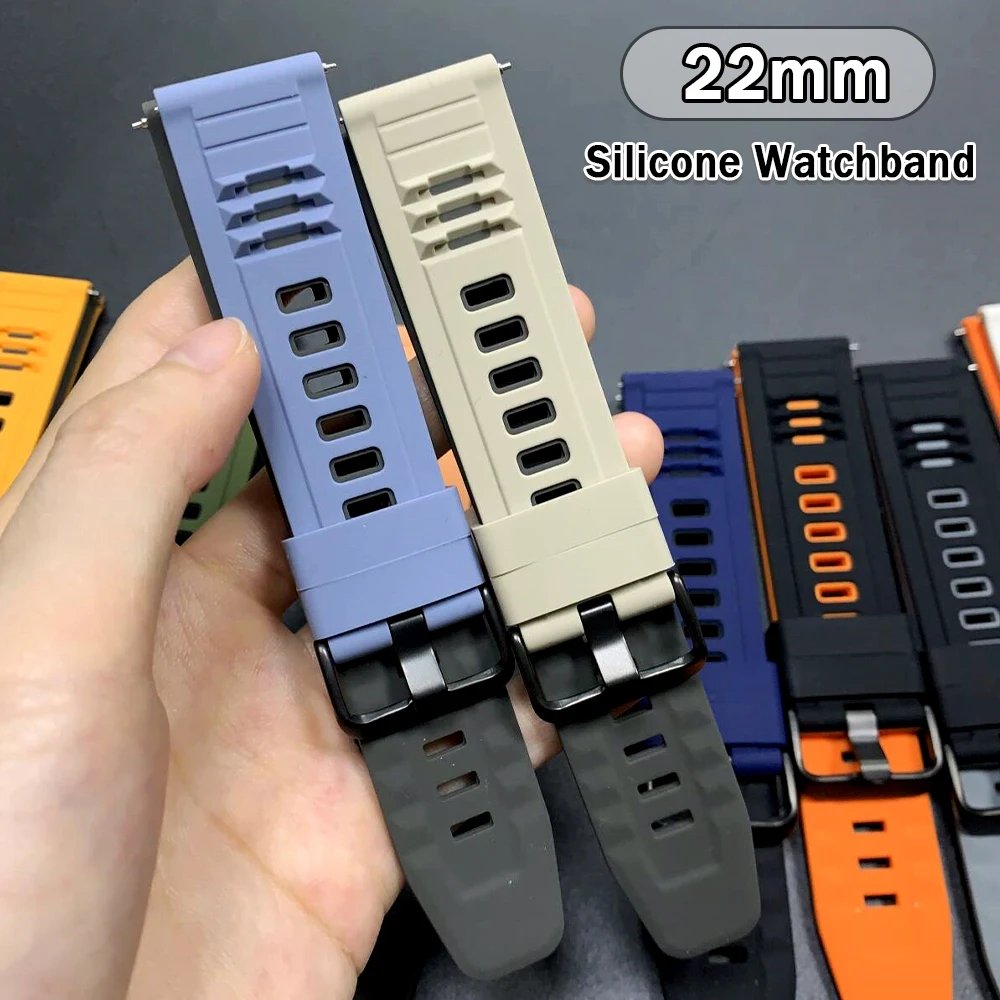 22mm Two-Tone Watchband For Huami AMAZFIT BALANCE 2 GTR 4 Silicone Soft Strap For AMAZFIT BIP 6 5 Cheetah Pro Sports Bracelet