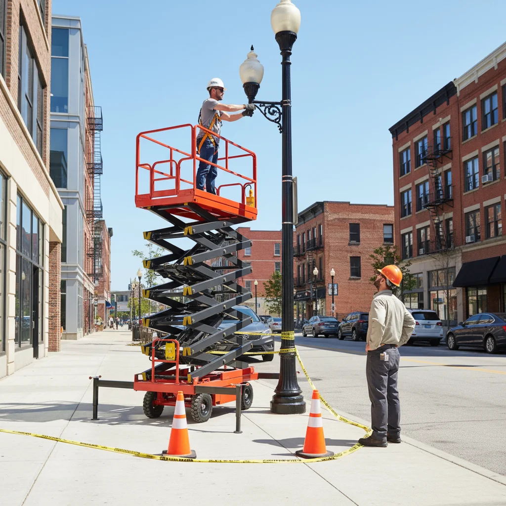 In 2006, the upgraded version of the 16-meter electric traction mobile scissor aerial work platform with an auxiliary