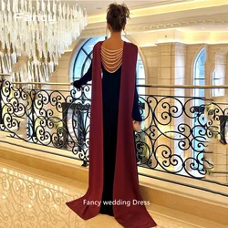 Fancy Saudi Arabia Luxury Evening Dresses Long Sleeves Beads Pearls Sexy Formal Women Prom Dress Trumpet Wedding Party Gowns