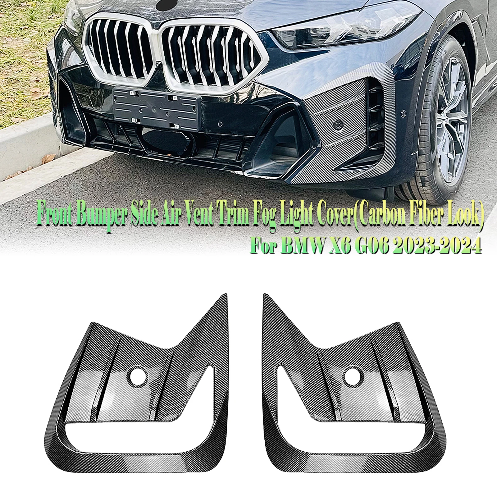 Front Bumper Side Air Vent Outlet Trim Fog Light Cover Intake Frame Bezel For BMW X6 G06 2023-2024