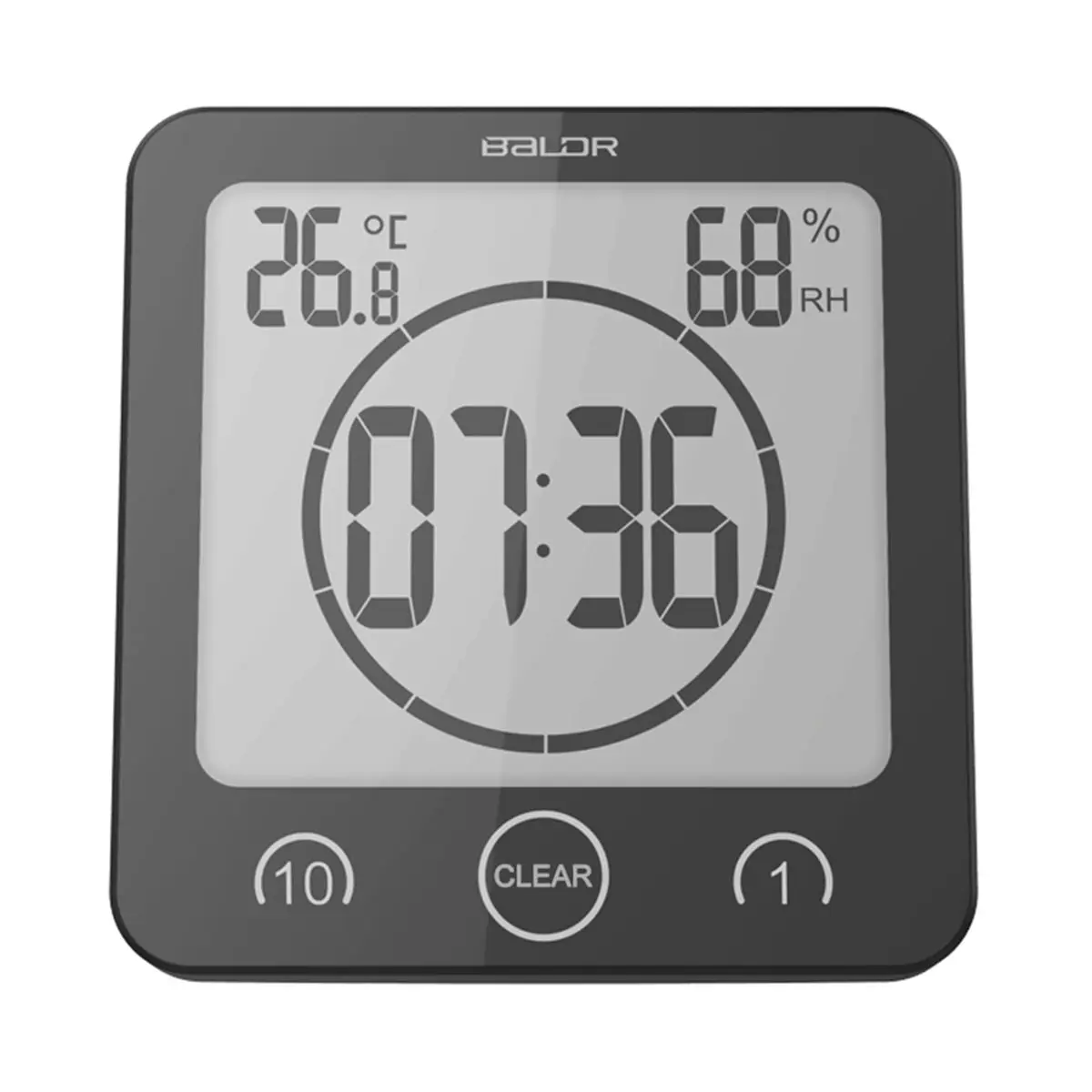 Imagem -03 - Impermeável Lcd Digital Relógio de Parede com Ventosa Termômetro Higrômetro Alarme Temporizador Banheiro Cozinha Decorações Home