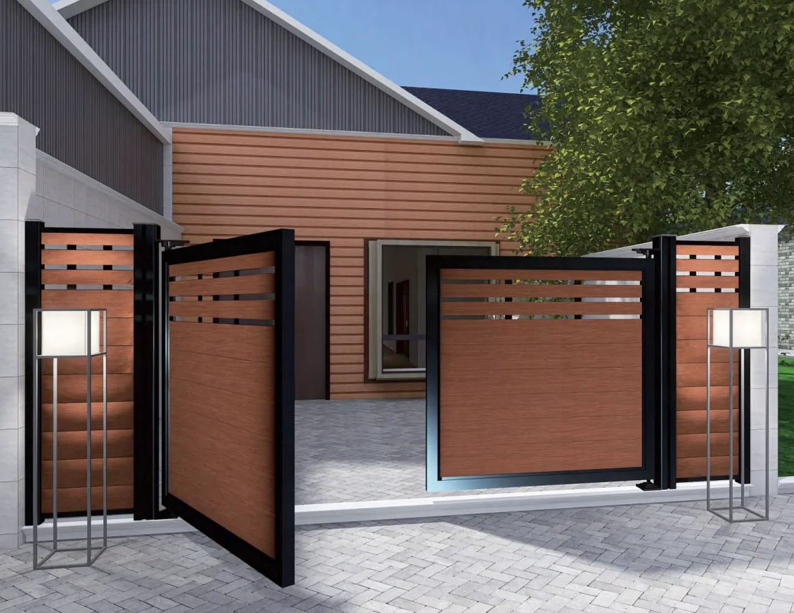 Houses Privacy Gates and Fences For Front Yards Aluminum Post Wood Composite Panel