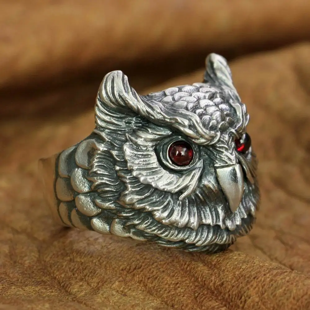 CZ Eyes 925 Sterling Silver Owl Ring  Punk Animal Jewelry TA261 US Size 7 to 15 BZ