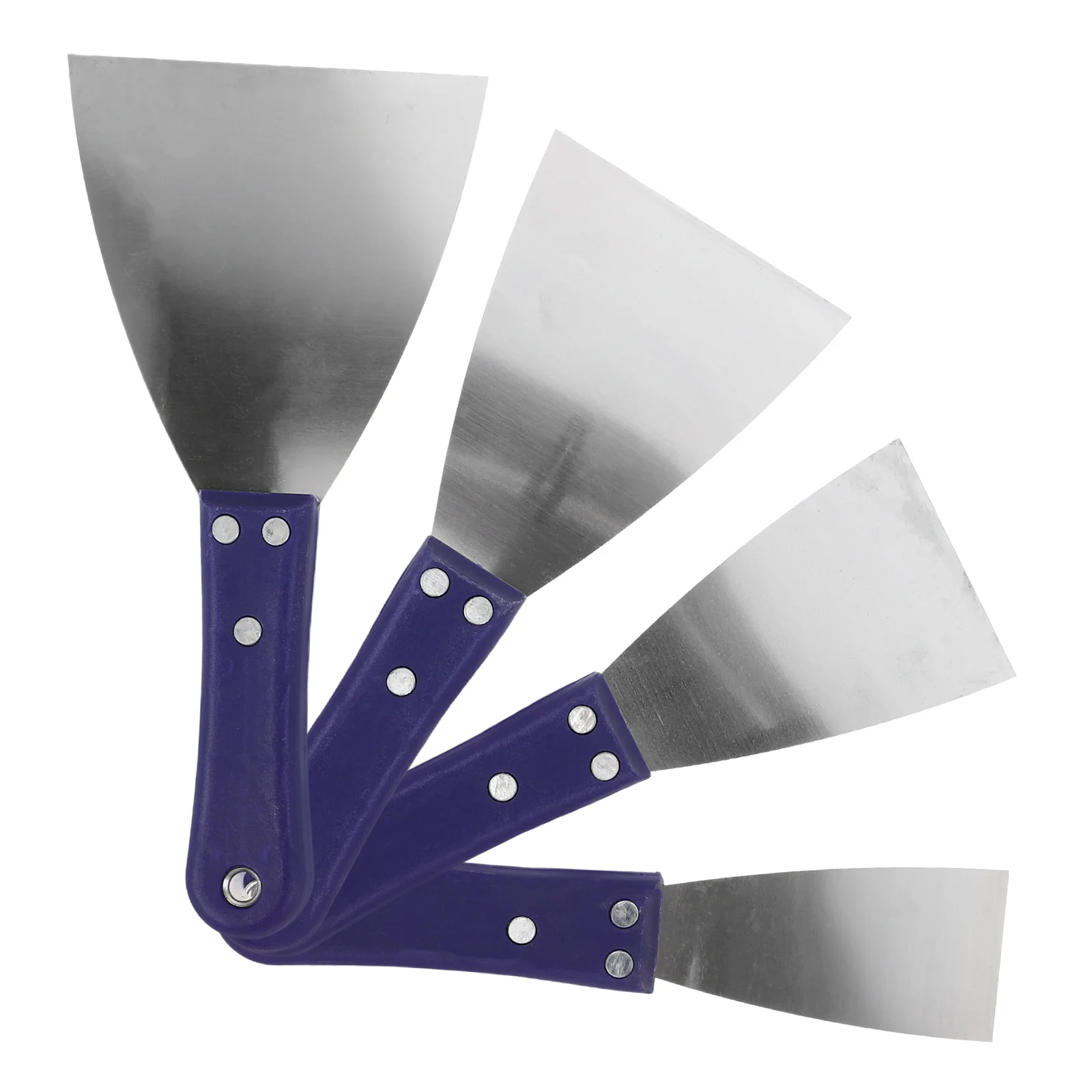

4 Pcs Stainless Steel Putty Knife 2 3 4 5 Inch Blue Handle Scraping Tools Wall Repair Spatula Metal Scraper Patch Repair
