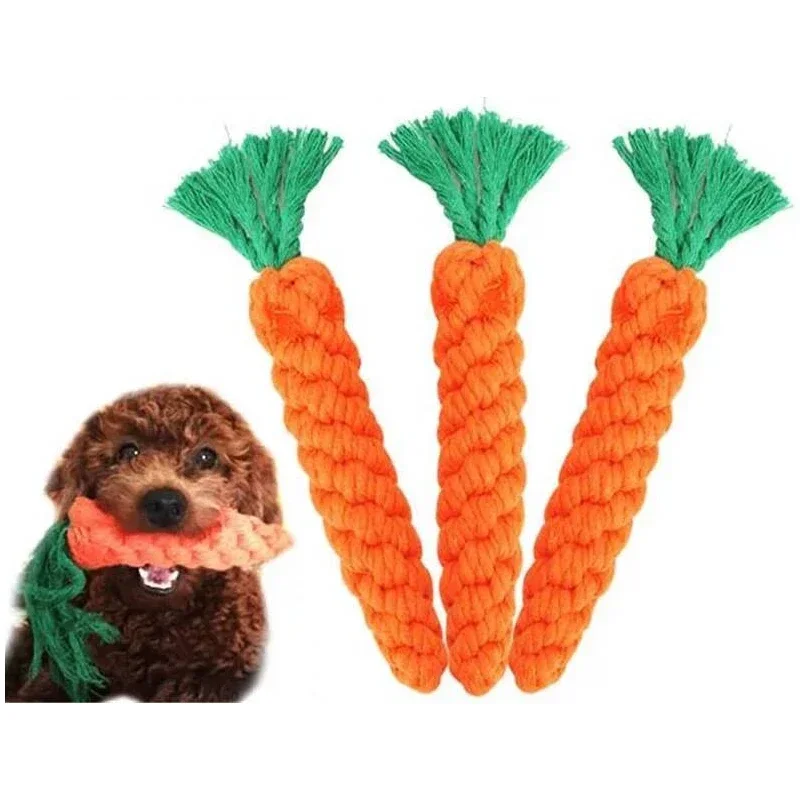 Pet Dog Toy Carrot Shape Cotton Rope Toy Puppy Chew Molar Teeth Cleaning Bite Training Toy Pet Supply 1pc