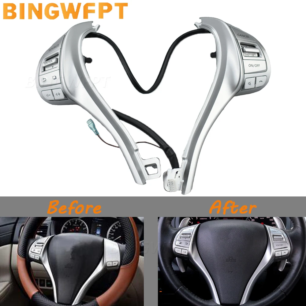 

BINGWFPT NEW Steering Wheel Switch Audio Volume Cruise Control Switch Button For Nissan X-trail 2013 - 2016 Rogue 25550-4BG3A