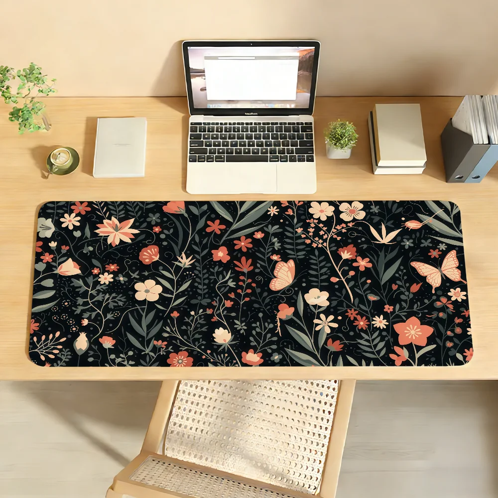 Botanical Green Floral Plant Mouse Pad For Office Gaming And Keyboards Non-Slip Large Waterproof