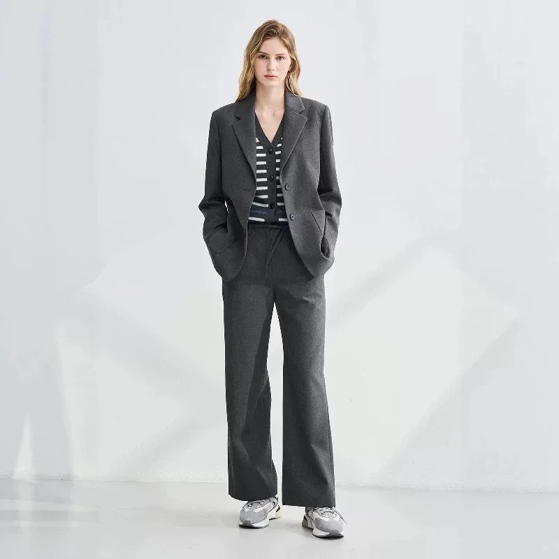

Lemon Cheese Autumn Commute 3D Tailored Suit Belted West Pants Faionable Set Straight Leg Sle Commute Wind Women's Suit