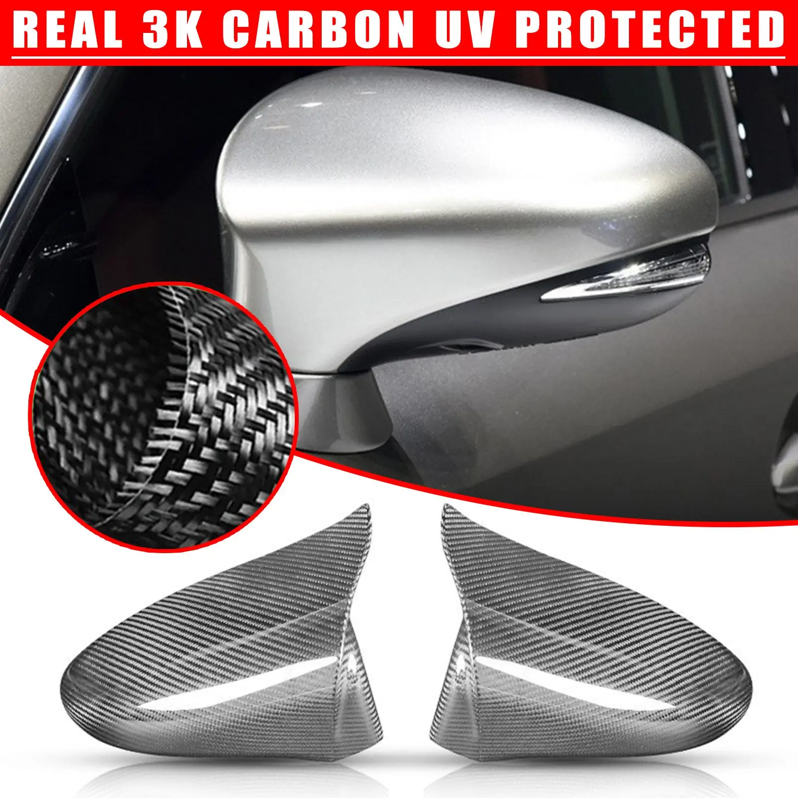 For Lexus IS RC ES GS LS 2013-2019 Rear View Side Mirror Covers Real Carbon Fiber
