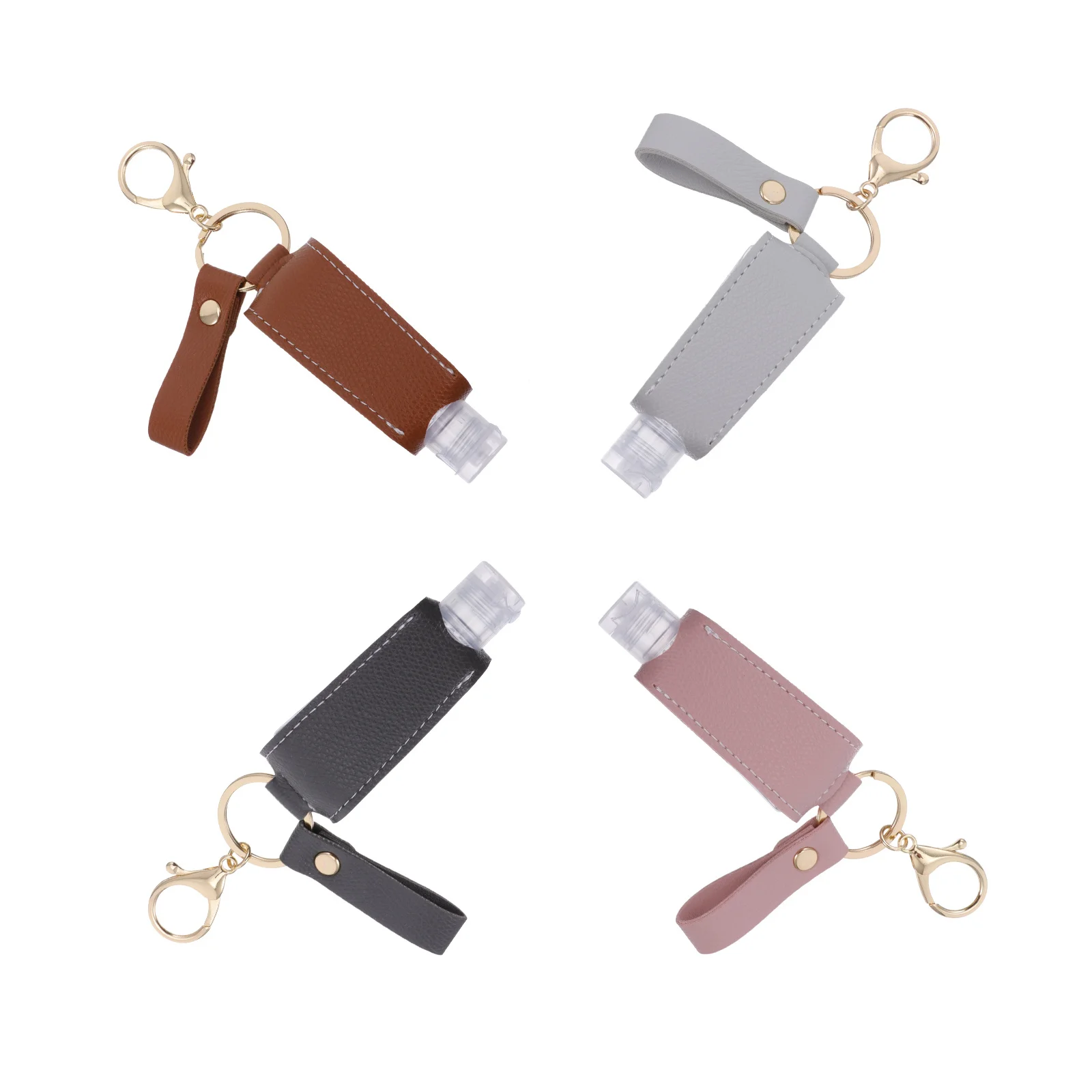 

4pcs Empty Bottle Keychain Protective Cover For Travel Portable Liquid Dispenser Case Bottle Holder Hand Cover Keyring