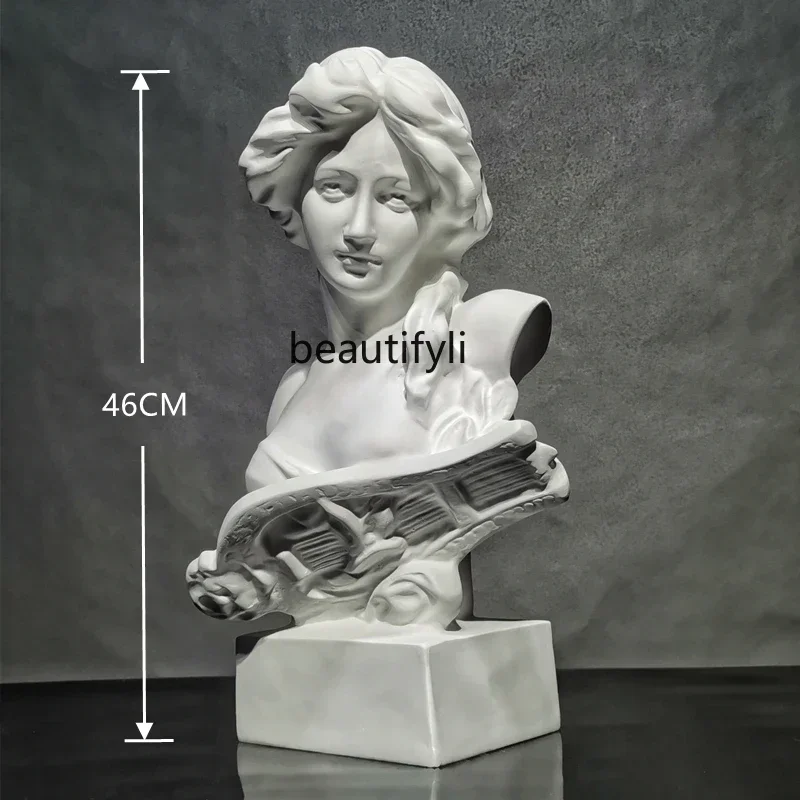 

S Resin Statue Simple Wine Cabinet Plaster Avatar Soft Furnishings Artwork Office Decoration