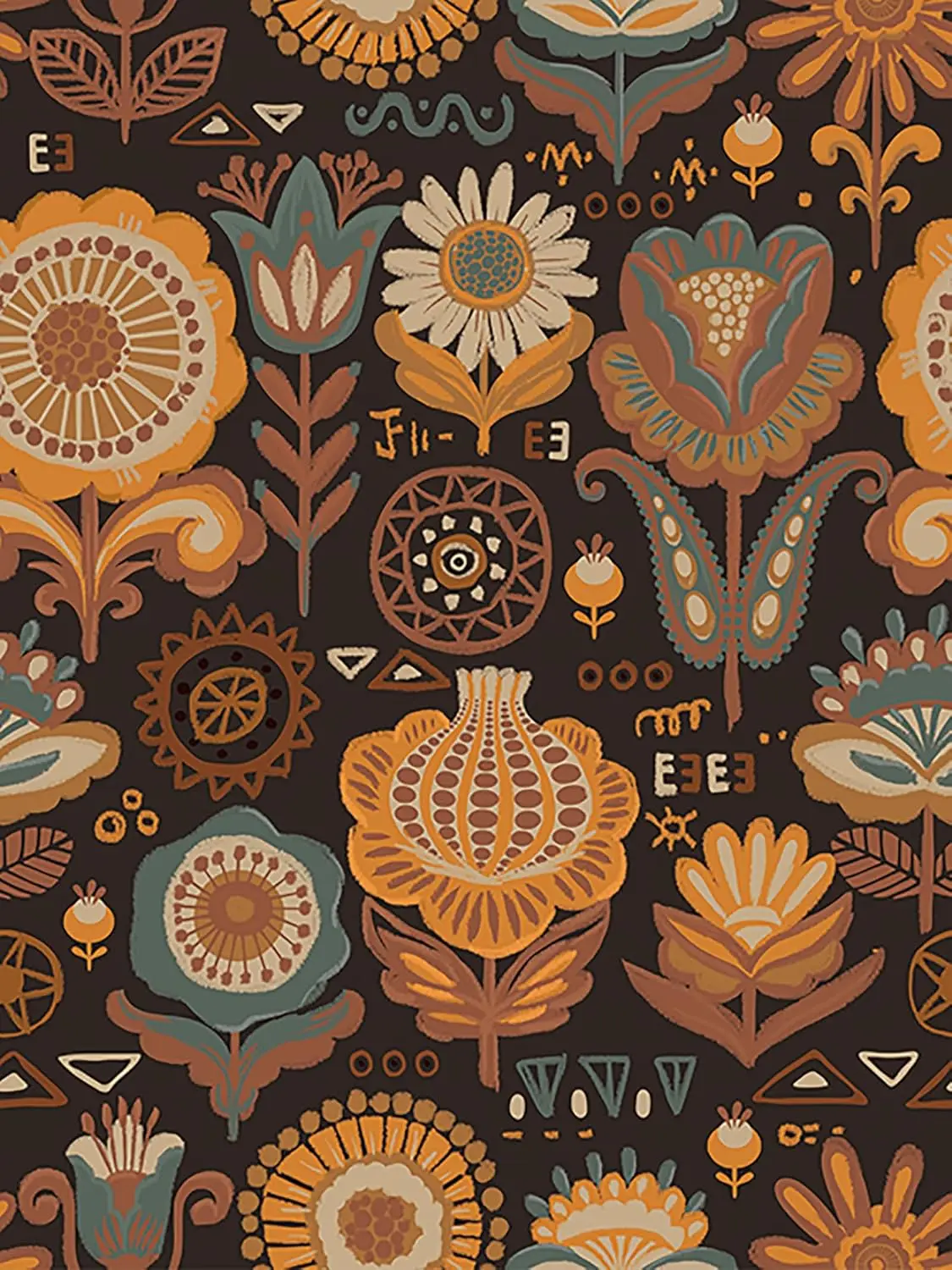 Boho Peel and Stick Wallpaper Self Adhesive Removable Vintage Colourful Floral Wallpaper Vinyl Flower Contact Paper for Decor